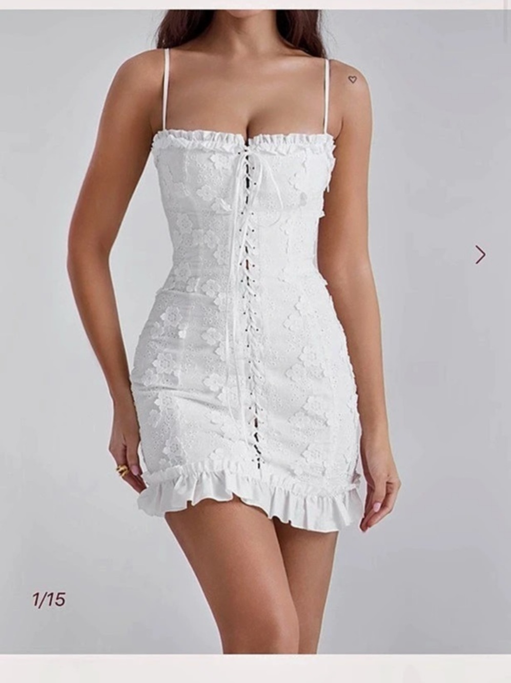 House of CB Marlene White Cotton Broderie Anglais Mini Dress